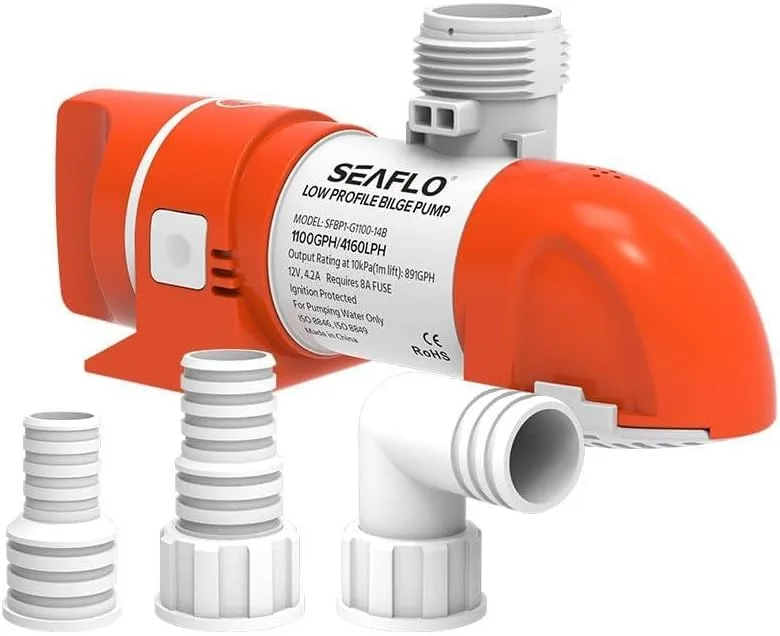 SEAFLO 24V 1100 GPH 14B Series Narrow Low Profile Time Sensing Automatic Bilge Pump — main view