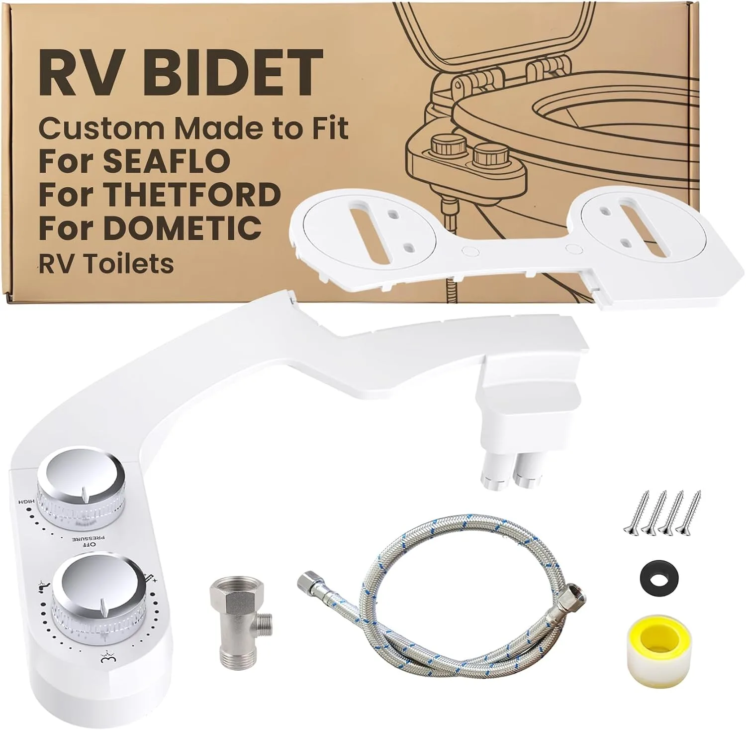 SEAFLO RV Toilet — Chrome — main view